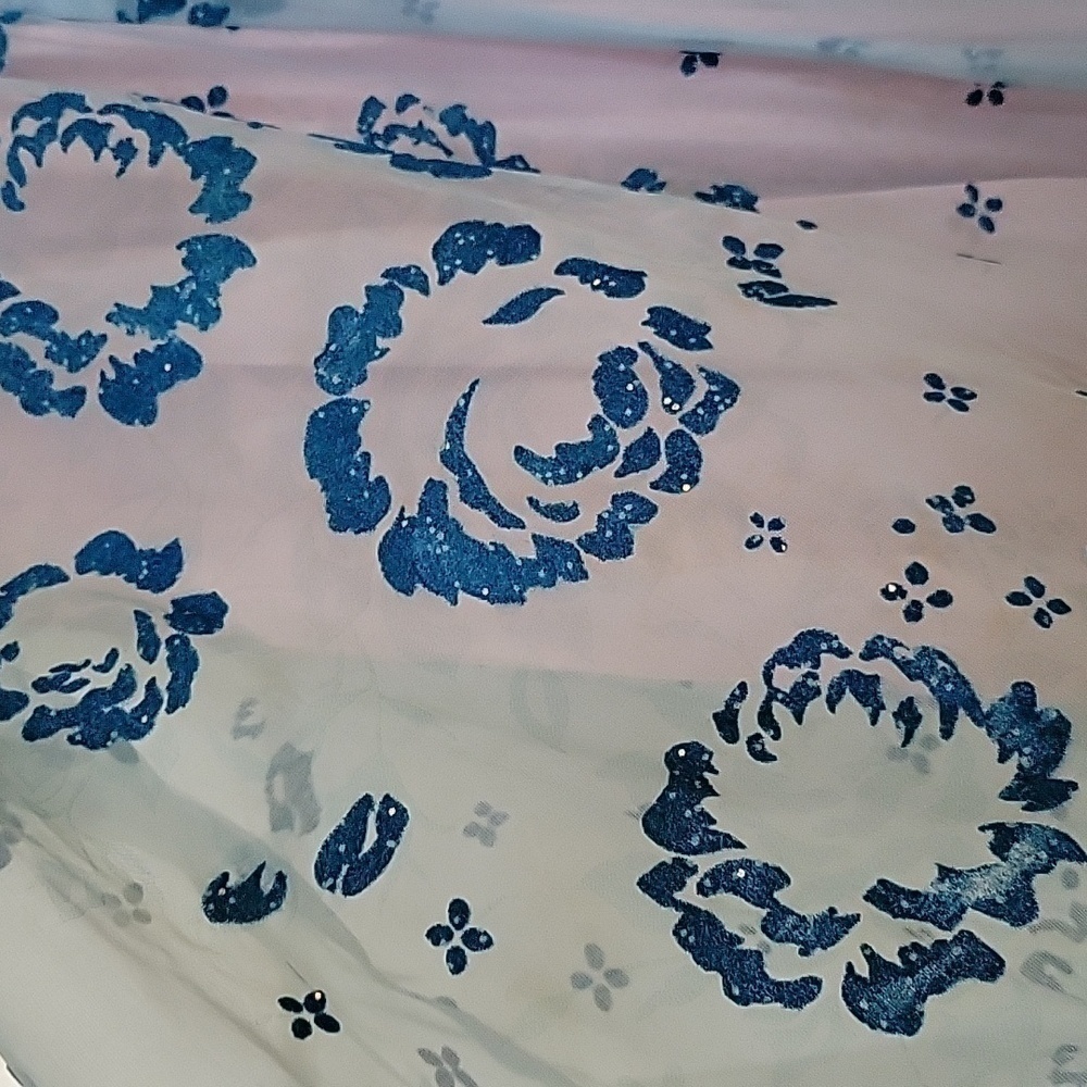 Authentic 1950s Chiffon Floral Overlay Lined A Line Party Dress - Picture 7 of 16